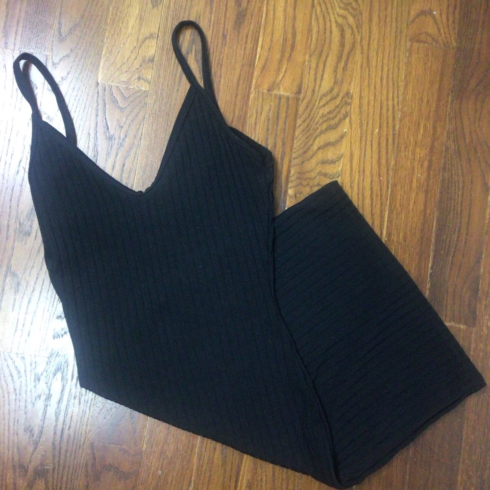 Pretty Little Thing ribbed little black dress womens 0